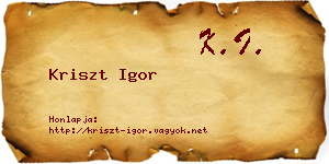 Kriszt Igor névjegykártya